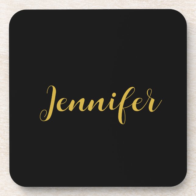 Moderner Minimalistischer Kalligraphiename Black G Getränkeuntersetzer (Vorderseite)