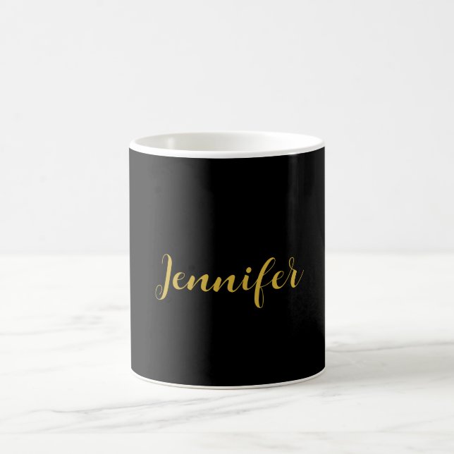 Moderner Minimalistischer Kalligraphiename Black G Kaffeetasse (Mittel)