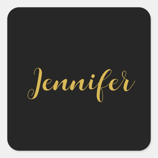 Moderner Minimalistischer Kalligraphiename Black G Quadratischer Aufkleber (Vorderseite)