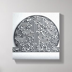 Moderner minimalistischer kreisförmiger Labyrinth  Leinwanddruck