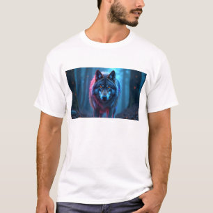 Moderner minimalistischer Linienkunstwolf - Geomet T-Shirt