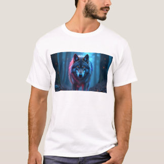 Moderner minimalistischer Linienkunstwolf - Geomet T-Shirt