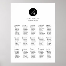 Moderner Minimalistischer Mongram-Hochzeitplan Poster