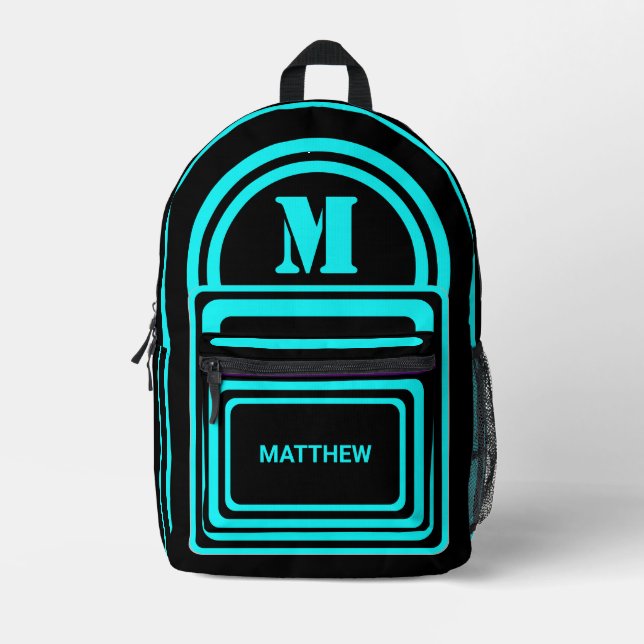 Moderner Minimalistischer Monogramm-Anfangsname Bedruckter Rucksack (Vorderseite)