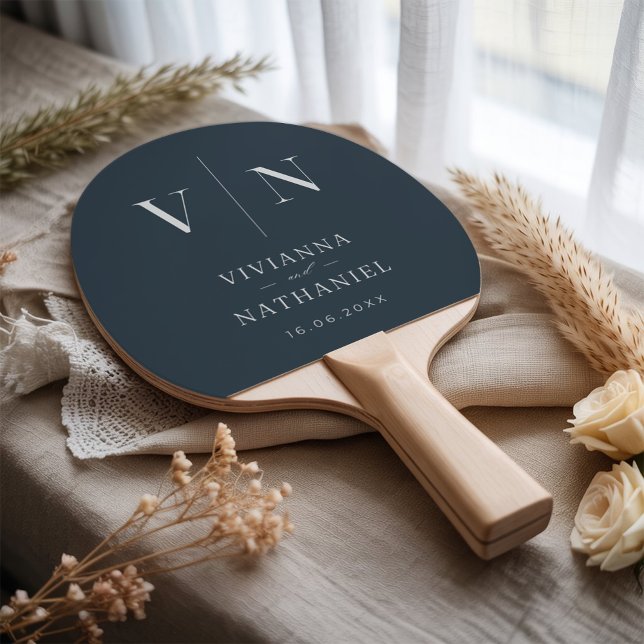Moderner Minimalistischer Name der Blauen Hochzeit Tischtennis Schläger (Von Creator hochgeladen)