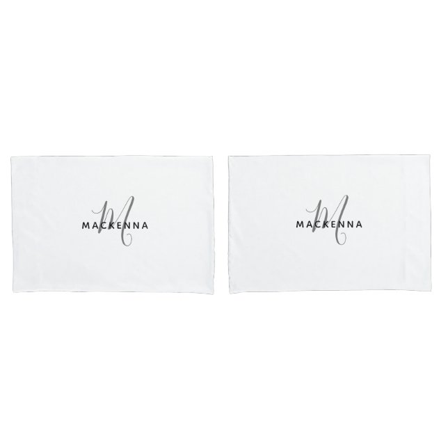 Moderner Minimalistischer Name für Monogram Kissenbezug (Vorderseite-Set)