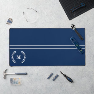 Moderner Minimalistischer Navy Blauer Mit Monogram Schreibtischunterlage