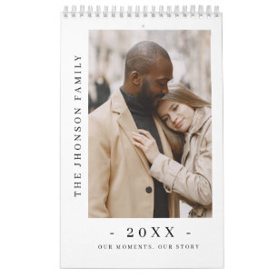 Moderner minimalistischer Neuer Paarfoto-Kalender Kalender