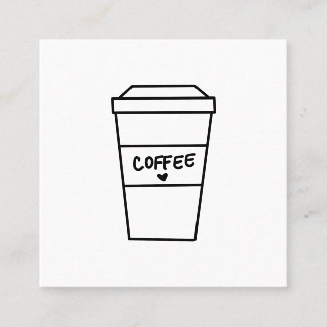 Moderner Minimalistischer Niedlicher Kaffee-Cup in Quadratische Visitenkarte (Vorderseite)
