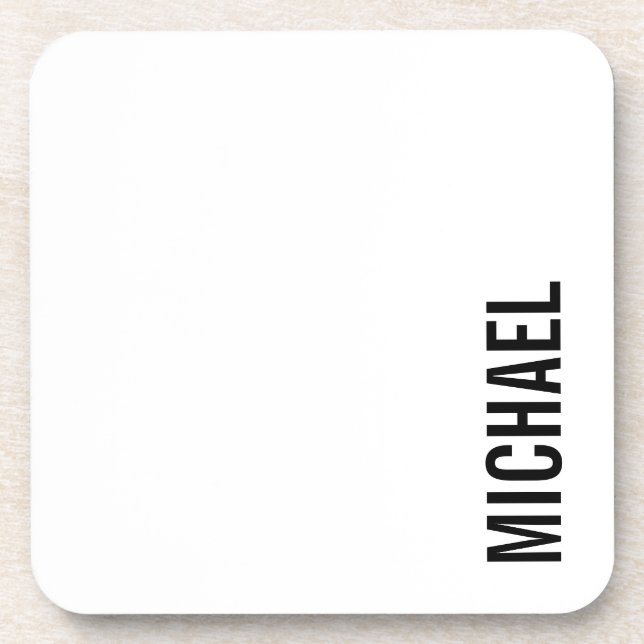 Moderner Minimalistischer Personalisierter Name Getränkeuntersetzer (Vorderseite)