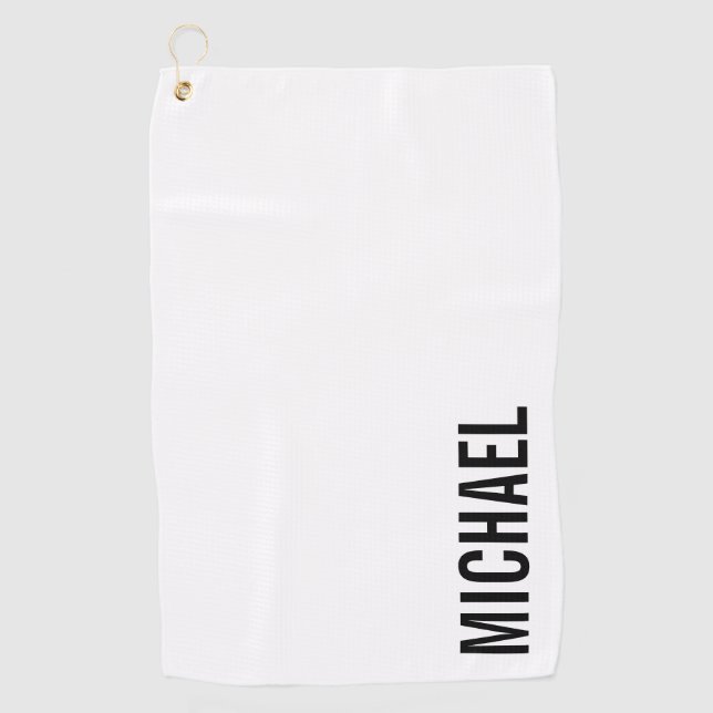Moderner Minimalistischer Personalisierter Name Golfhandtuch (Vorderseite)