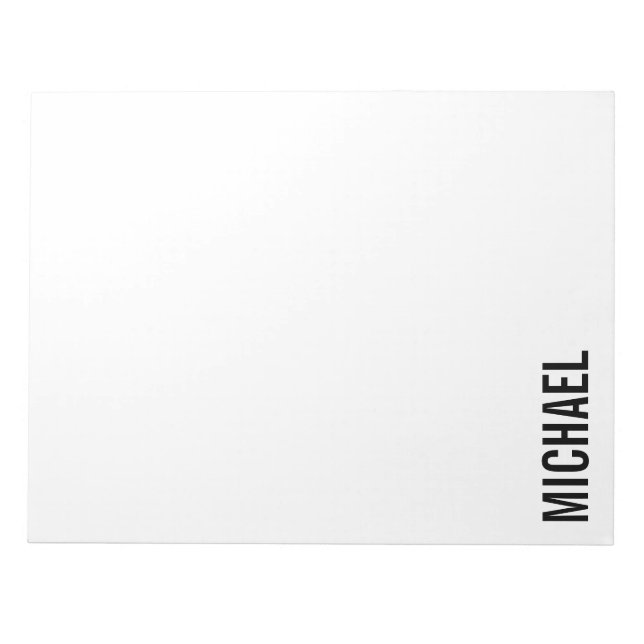 Moderner Minimalistischer Personalisierter Name Notizblock (Vorderseite)