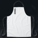 Moderner Minimalistischer Personalisierter Name Schürze<br><div class="desc">Modernes Minimalistisches Design mit personalisiertem Namen in modernem fett serifenem Schriftart. Perfekt als Urlaubsgeschenke für ihn,  väterliche Tagesgeschenke und Geschenke für jeden besondere Anlass.</div>