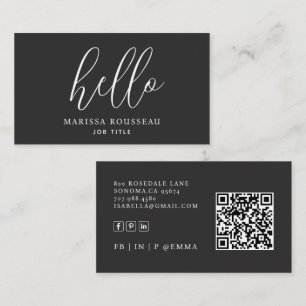 Moderner Minimalistischer QR Code Black Visitenkarte