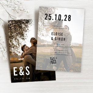 Moderner Minimalistischer QR-Code für Monogramm-Fo Save The Date