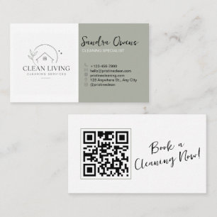 Moderner minimalistischer QR-Code für Reinigungsdi Visitenkarte