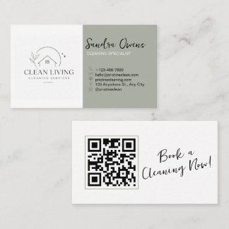 Moderner minimalistischer QR-Code für Reinigungsdi Visitenkarte