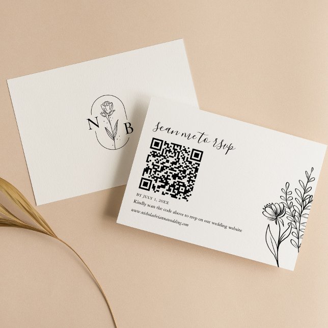 Moderner Minimalistischer QR-Code für Schwarz-weiß RSVP Karte (Von Creator hochgeladen)