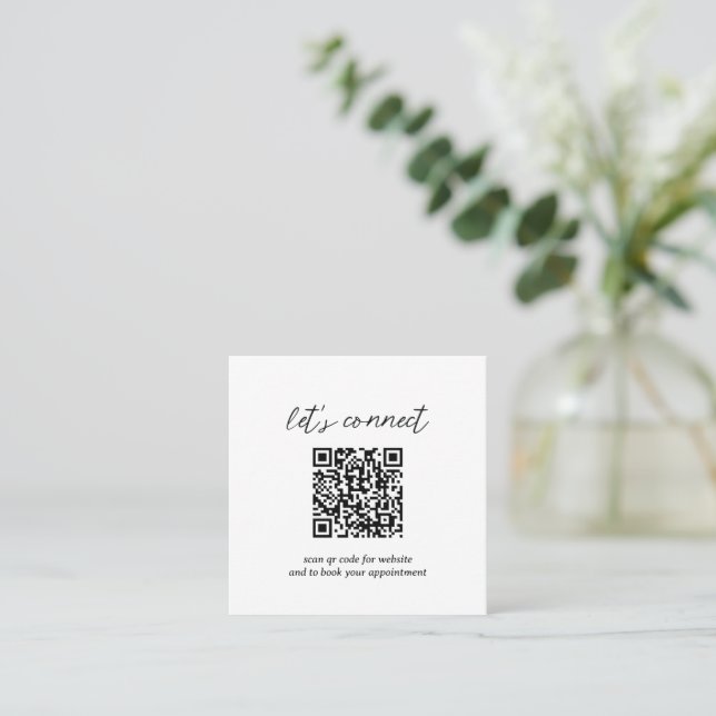 Moderner Minimalistischer QR-Code Quadratische Visitenkarte (Stehend Vorderseite)
