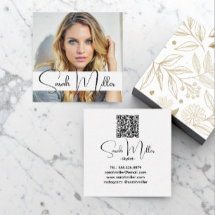 Moderner Minimalistischer QR-Foto Quadratische Visitenkarte