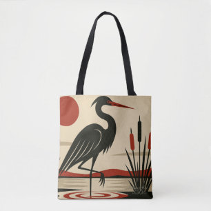 Moderner minimalistischer Reiher am See Tasche