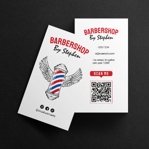 Moderner minimalistischer roter Friseursalon für H Visitenkarte