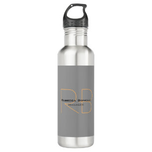 Moderner Minimalistischer Schlichter Monogram-Mana Edelstahlflasche