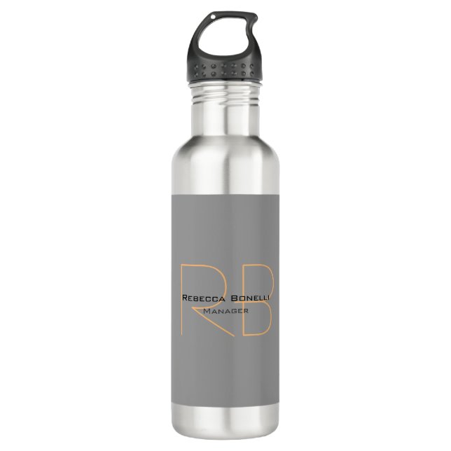 Moderner Minimalistischer Schlichter Monogram-Mana Edelstahlflasche (Vorderseite)