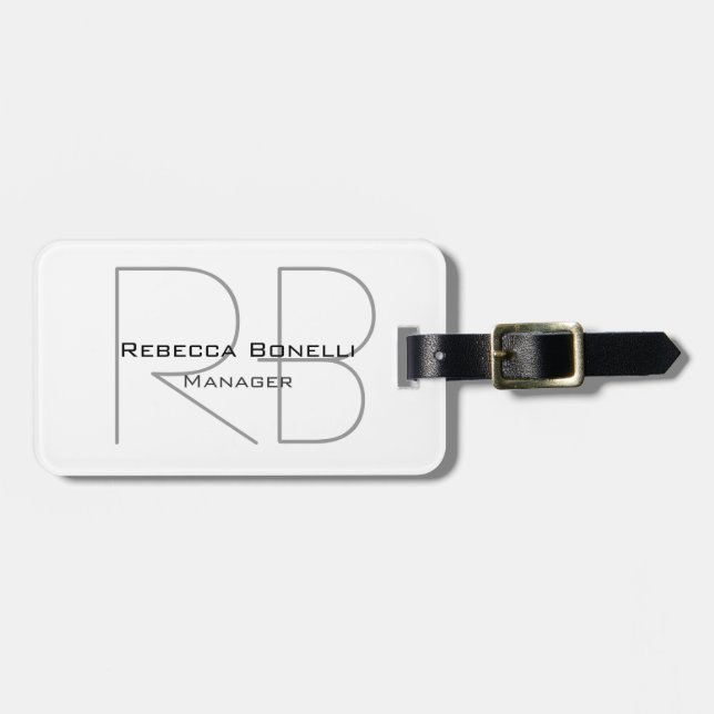 Moderner Minimalistischer Schlichter Monogram-Mana Gepäckanhänger (Vorderseite horizontal)