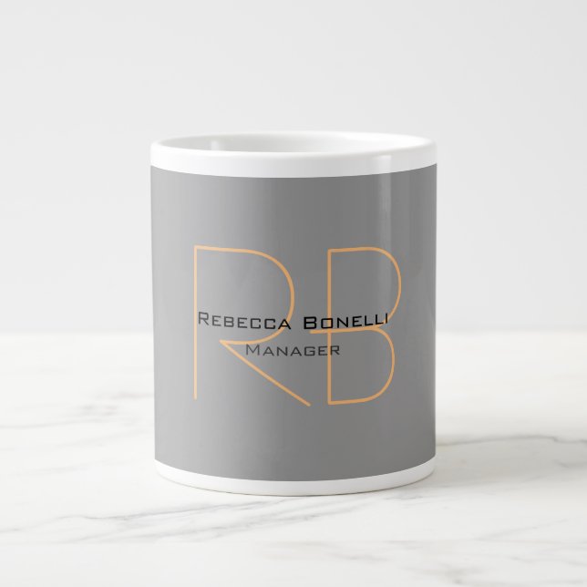 Moderner Minimalistischer Schlichter Monogram-Mana Jumbo-Tasse (Vorderseite)