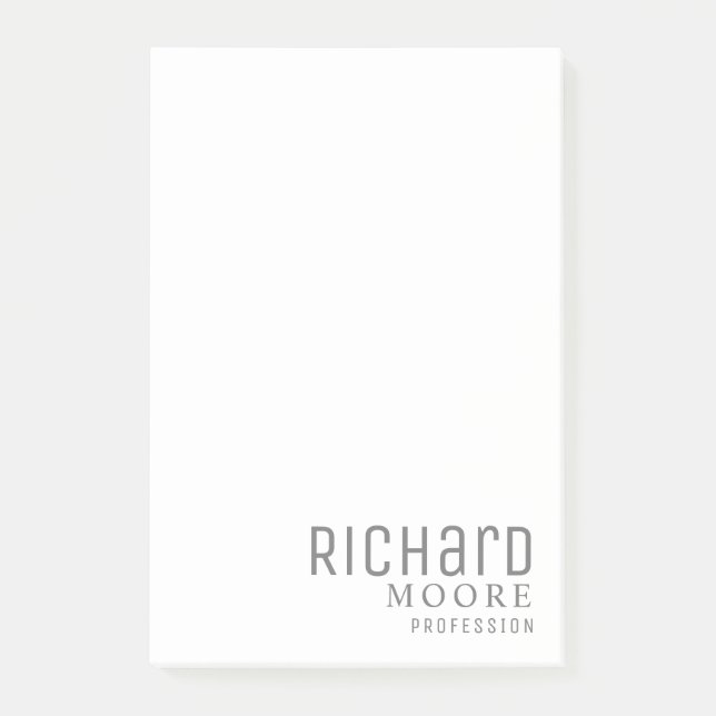 moderner minimalistischer schlichter Schwarz-weiße Post-it Klebezettel (Vorderseite)