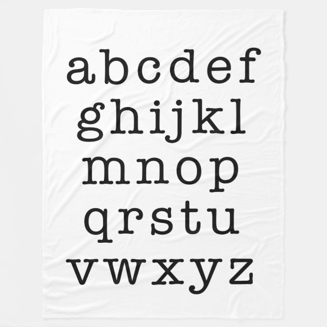 Moderner Minimalistischer Schriftsatz Alphabet ABC Fleecedecke (Vorderseite)