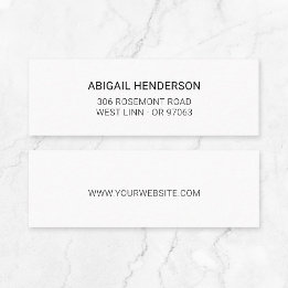 Moderner Minimalistischer Schwarz-Weiß-Typo Basic  Mini Visitenkarte