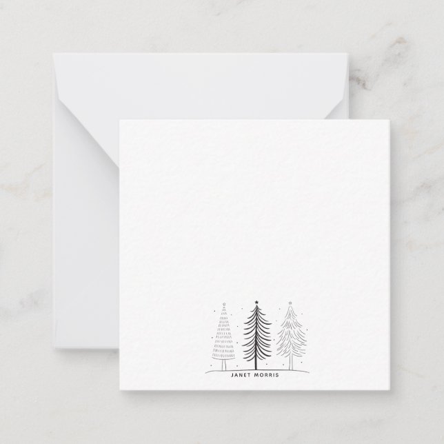 Moderner Minimalistischer Schwarz-Weiß-Weihnachtsb Mitteilungskarte (Vorderseite)
