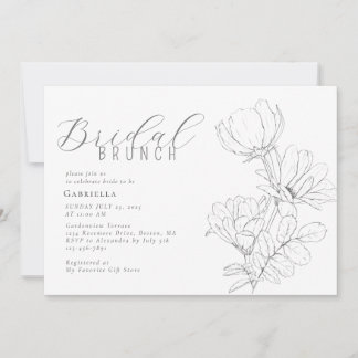 Moderner Minimalistischer Schwarz-weißer Brunch Einladung