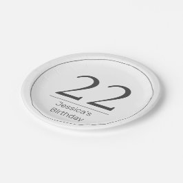 Moderner Minimalistischer Schwarzer Geburtstag Pappteller