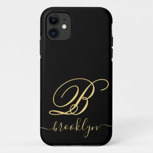 Moderner Minimalistischer Schwarzer Goldname Mit M Case-Mate iPhone Hülle