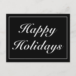 Moderner Minimalistischer Schwarzer Happy Holidays Ankündigungspostkarte