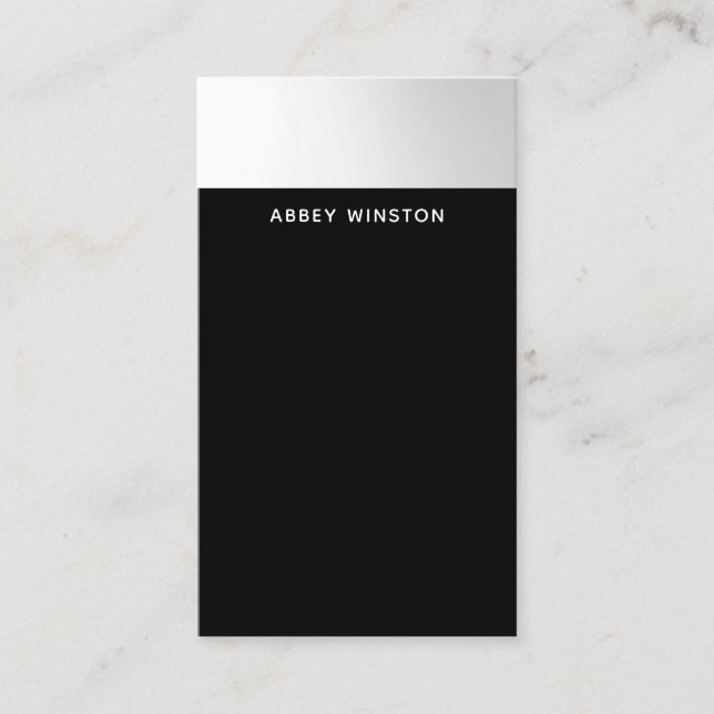 Moderner Minimalistischer schwarzer Silberstreifen Visitenkarte (Vorderseite)