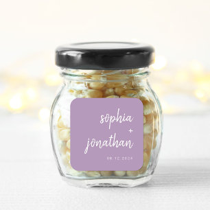 Moderner Minimalistischer Script-Lavendel   Hochze Quadratischer Aufkleber