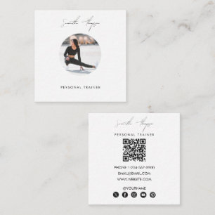 Moderner Minimalistischer Signaturskript-Foto QR-C Quadratische Visitenkarte