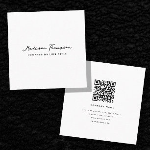 Moderner Minimalistischer Signaturskript QR-Code w Quadratische Visitenkarte