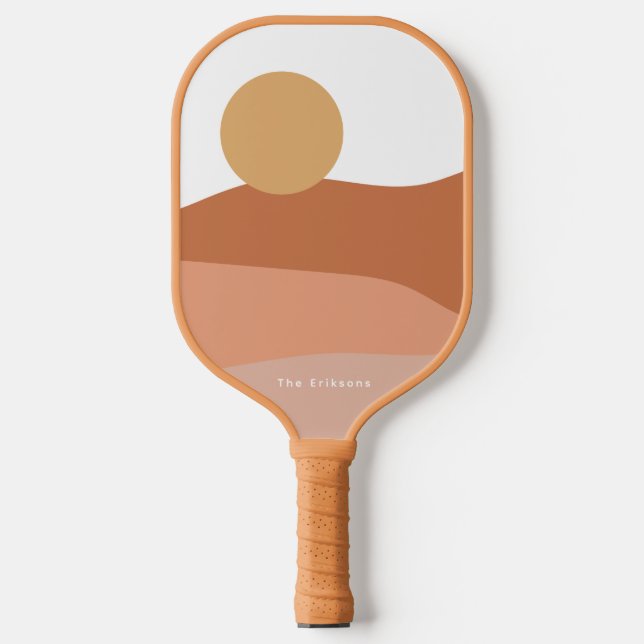 Moderner Minimalistischer Sonnenaufgang und Sonnen Pickleball Schläger (Vorderseite)