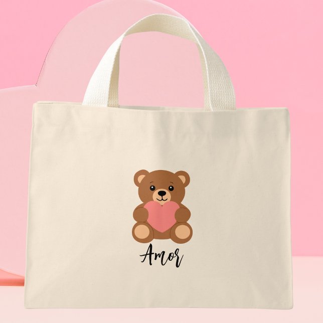Moderner minimalistischer süßer trendiger Bär Mini Stoffbeutel (Von Creator hochgeladen)