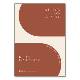 Moderner Minimalistischer Terracotta Arch Wedding  Tischnummer