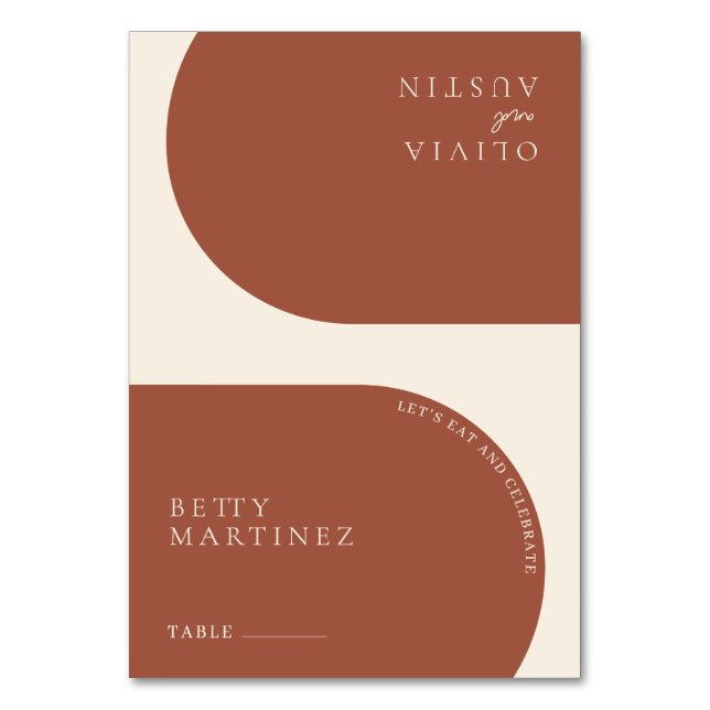 Moderner Minimalistischer Terracotta Arch Wedding  Tischnummer (Vorderseite)