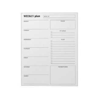 Moderner minimalistischer vertikaler Wochenplaner  Notizblock