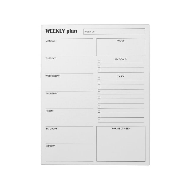 Moderner minimalistischer vertikaler Wochenplaner  Notizblock (Rotiert)