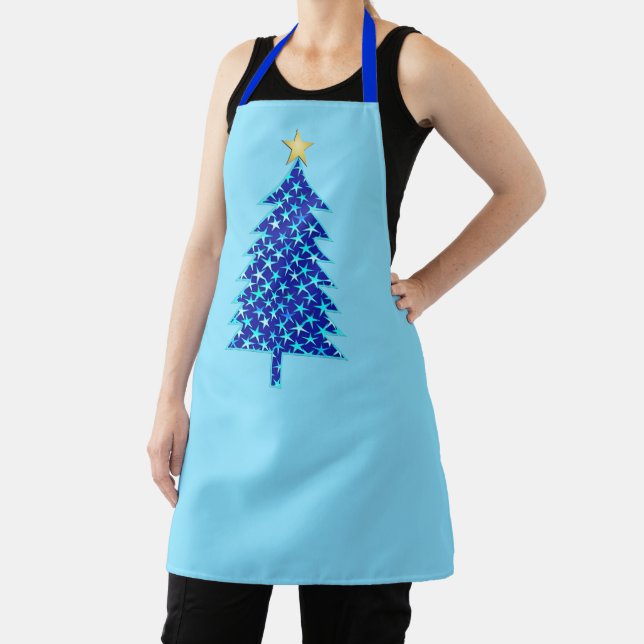 Moderner Minimalistischer Weihnachtsbaum mit blaue Schürze (InSitu)