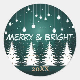Moderner Minimalistischer Weihnachtsbaumsticker Runder Aufkleber